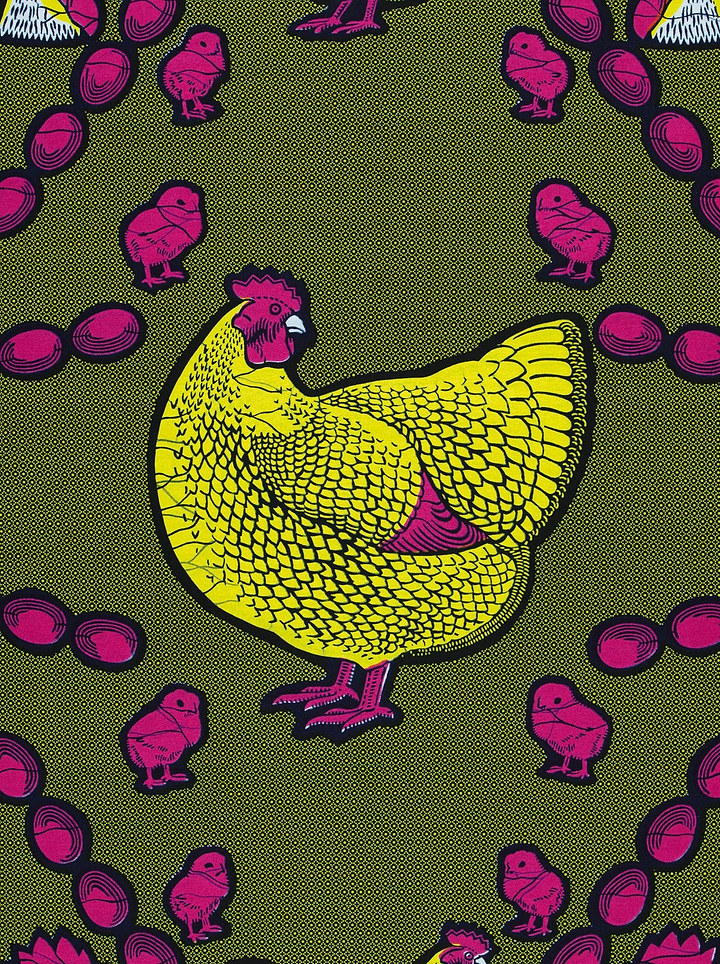 Bright yellow chicken magenta accents wax hollandais vl0h628.144