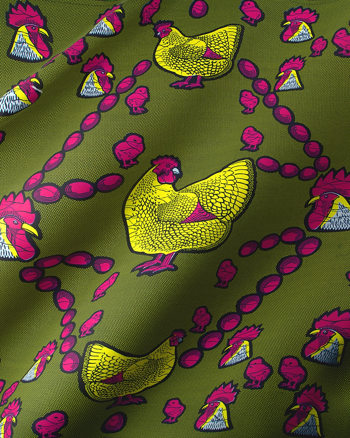 Olive green fabric vibrant pattern wax hollandais vl0h628.144