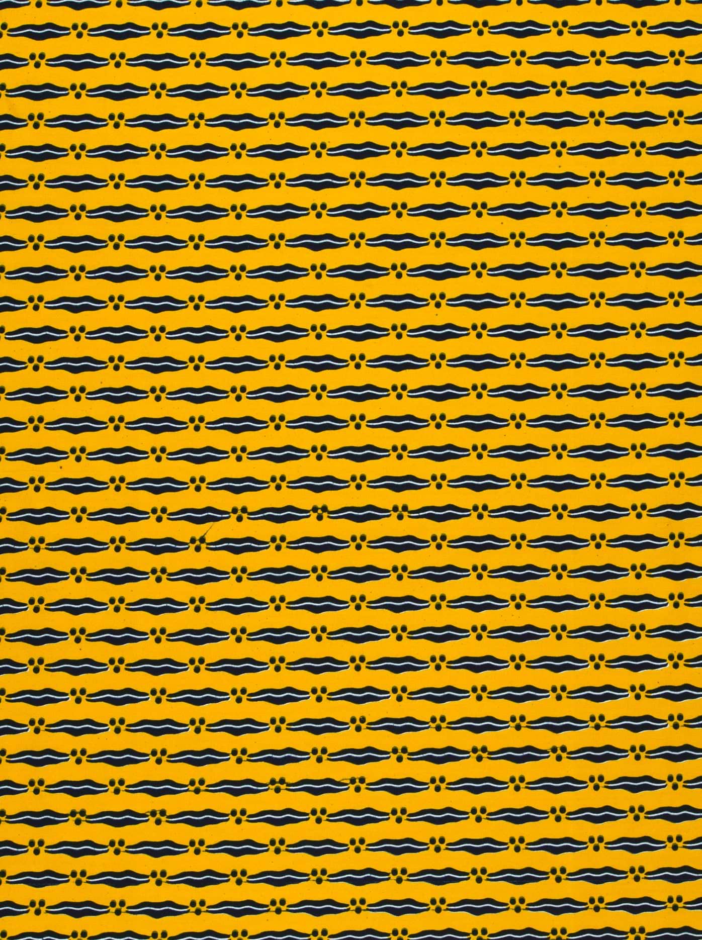 Bright yellow fabric pattern black wax hollandais vl0h703.129
