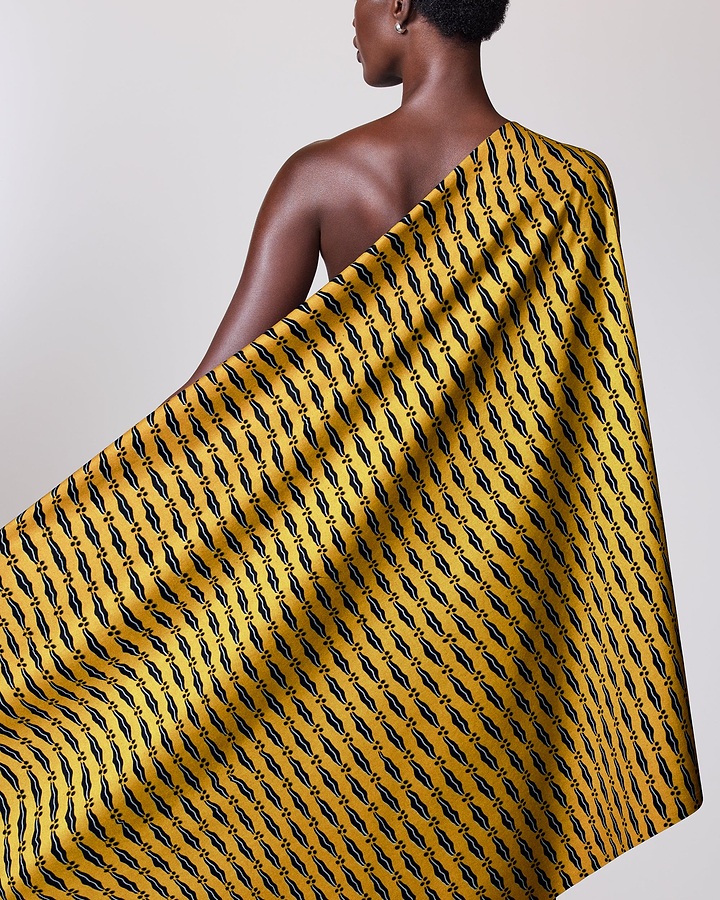 Vibrant yellow fabric bold black wax hollandais vl0h703.129