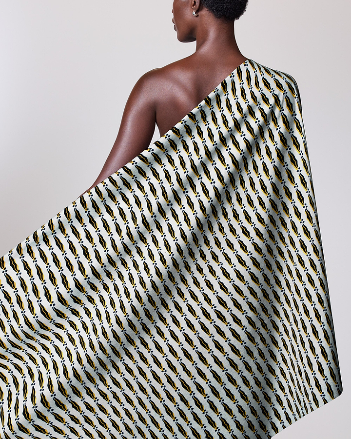 One-shoulder dress bold black gold wax hollandais vl0h703.131