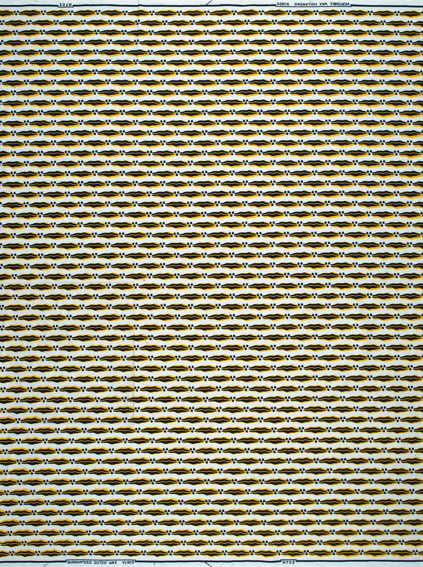 Yellow black patterned fabric geometric wax hollandais vl0h703.140