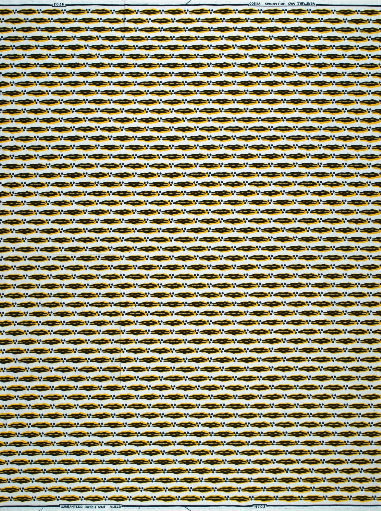 Yellow black patterned fabric geometric wax hollandais vl0h703.140