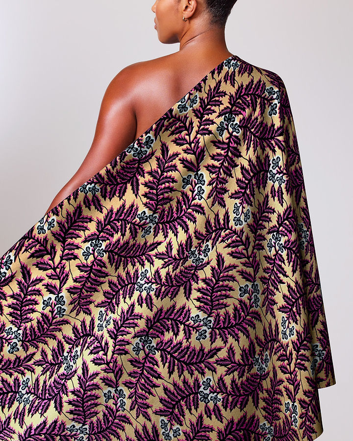 One-shoulder wrap dress vibrant gold wax hollandais vl0h877.010