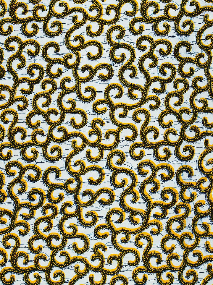 Yellow black patterned fabric wax hollandais vl0h907.149