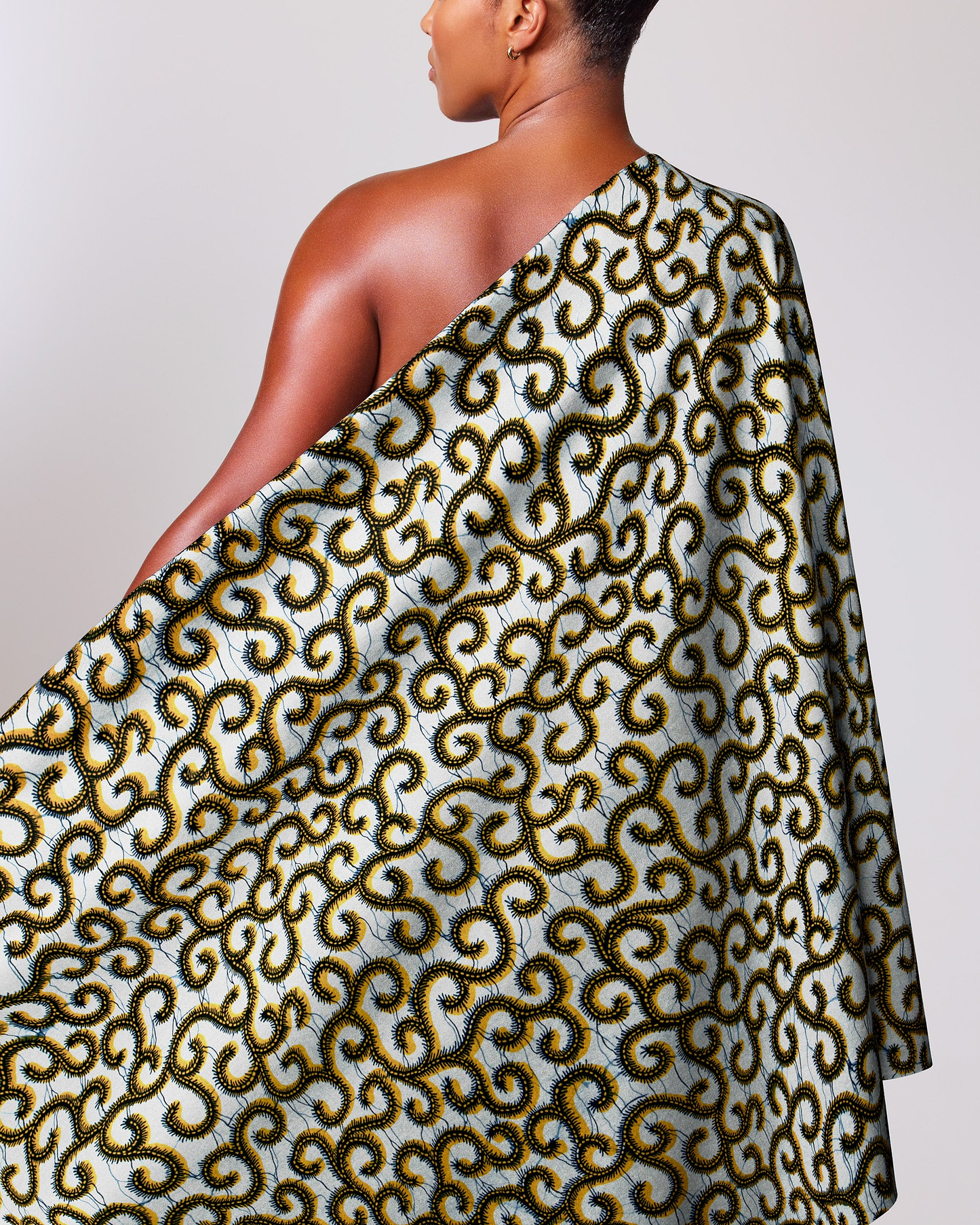 One-shoulder garment bold black gold wax hollandais vl0h907.149
