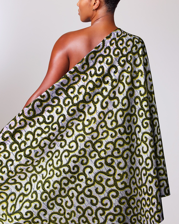 One-shoulder wrap dress vibrant green wax hollandais vl0h907.239