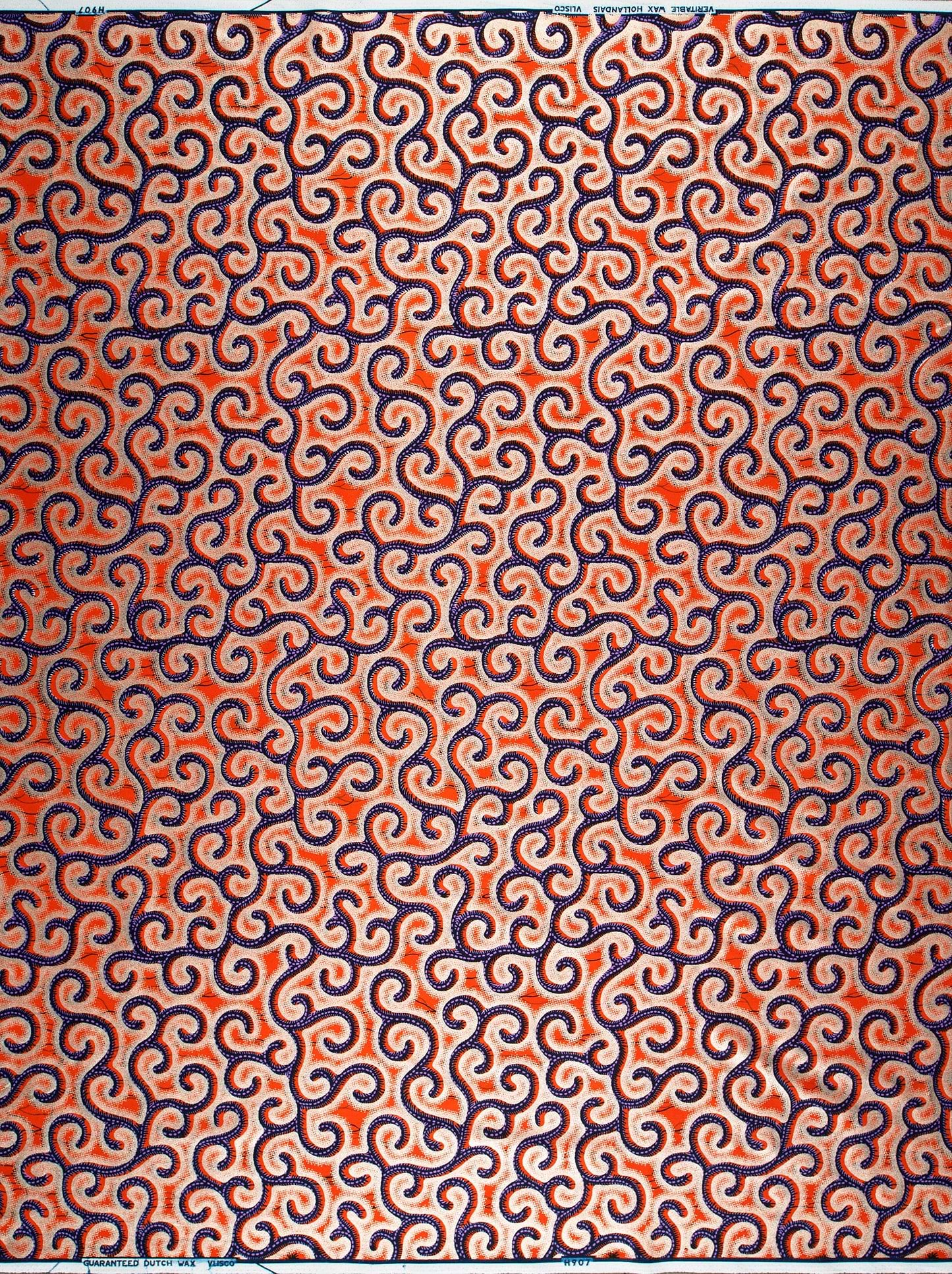 Vibrant orange fabric pattern dark wax hollandais vl0h907.240
