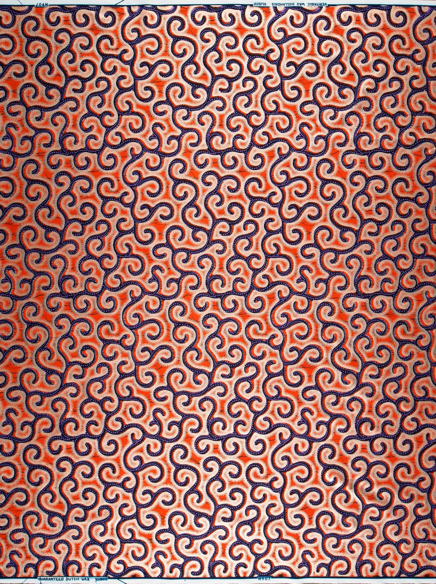 Vibrant orange fabric pattern dark wax hollandais vl0h907.240