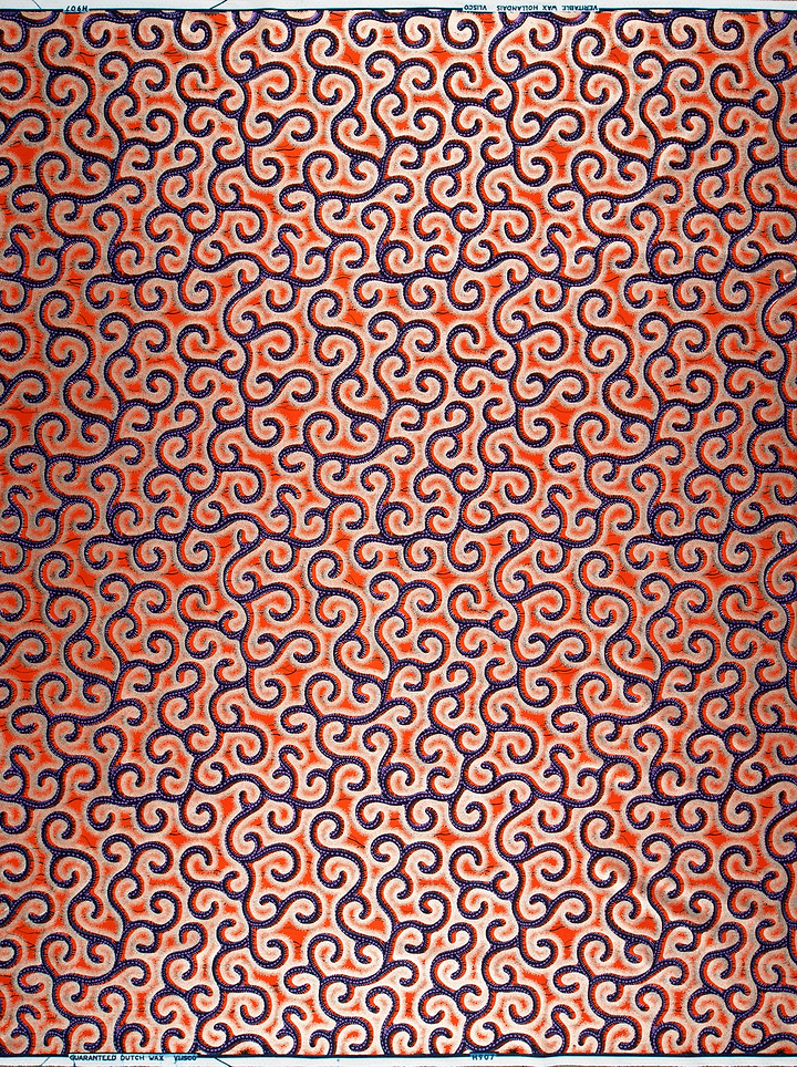 Vibrant orange fabric pattern dark wax hollandais vl0h907.240