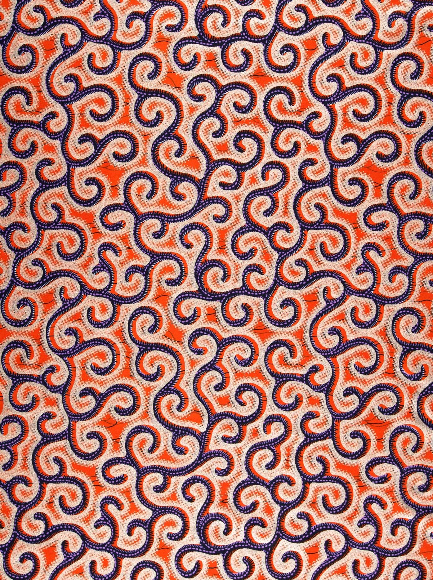 Vibrant orange fabric bold navy wax hollandais vl0h907.240