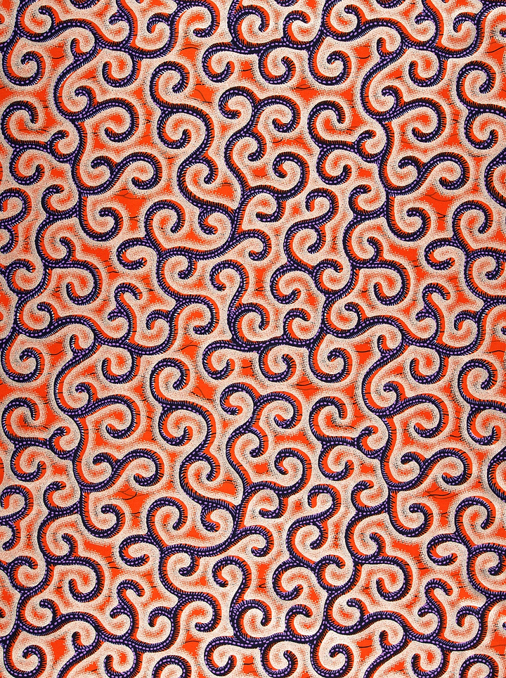 Vibrant orange fabric bold navy wax hollandais vl0h907.240