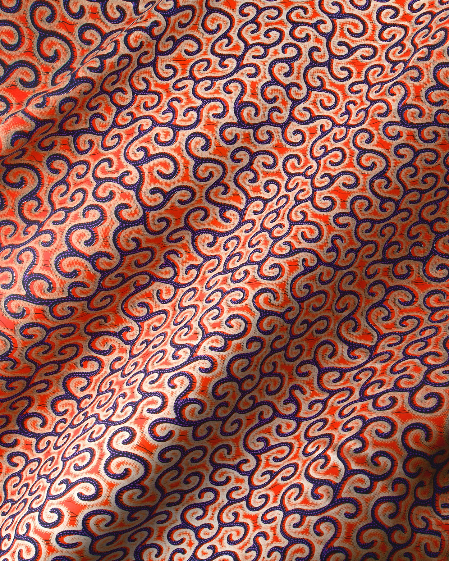 Vibrant orange fabric pattern dark wax hollandais vl0h907.240
