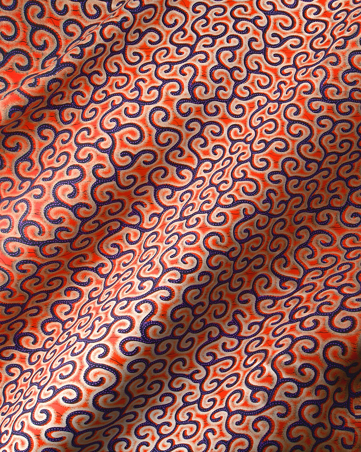 Vibrant orange fabric pattern dark wax hollandais vl0h907.240