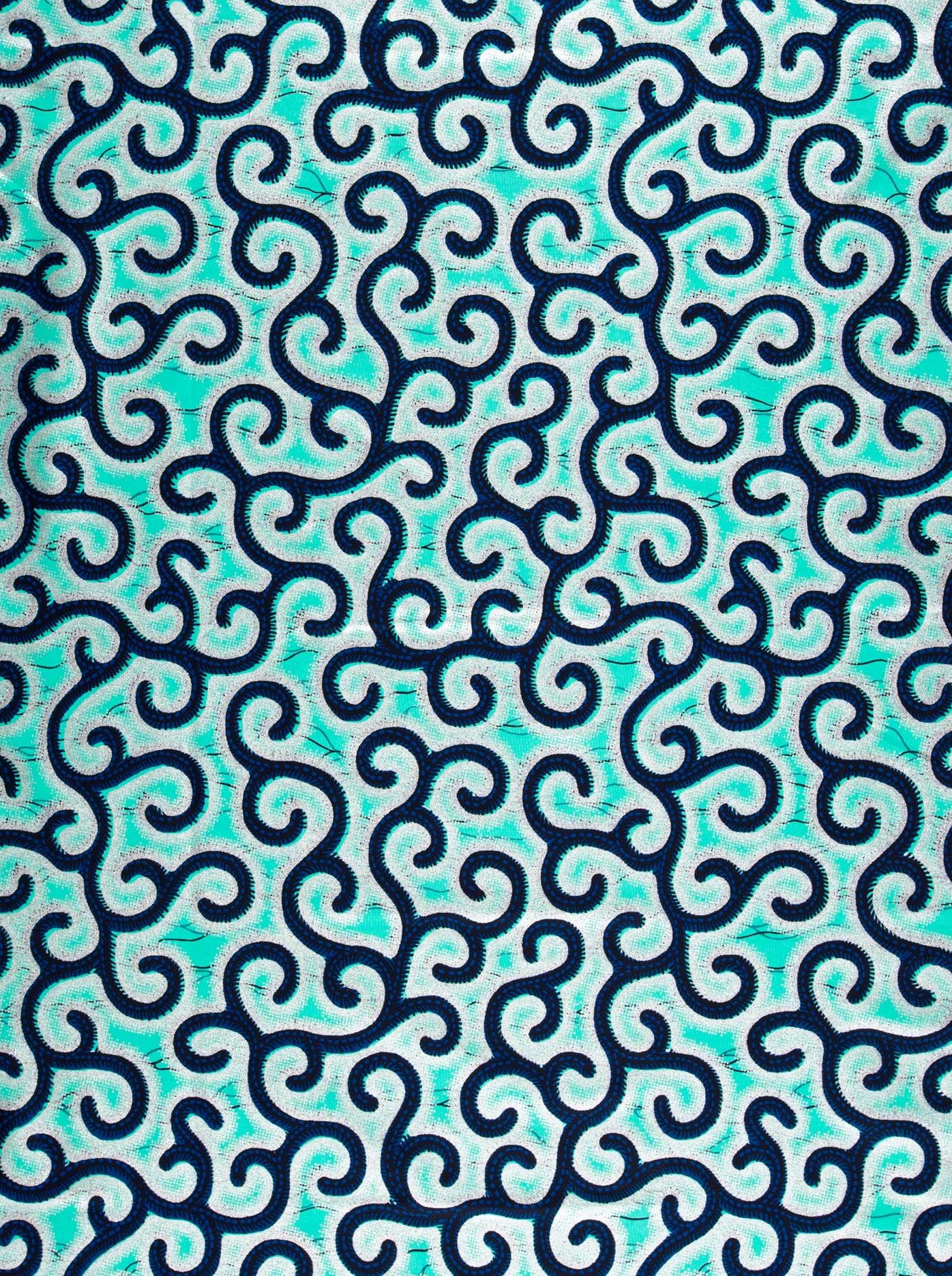 Vibrant turquoise fabric bold black wax hollandais vl0h907.241
