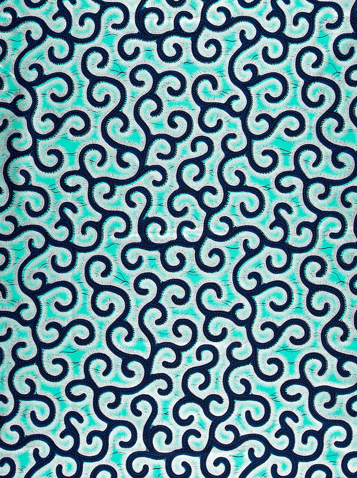 Vibrant turquoise fabric bold black wax hollandais vl0h907.241