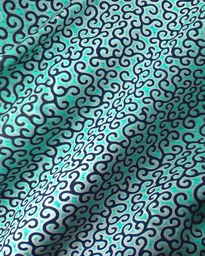 Teal fabric black pattern wax hollandais vl0h907.241