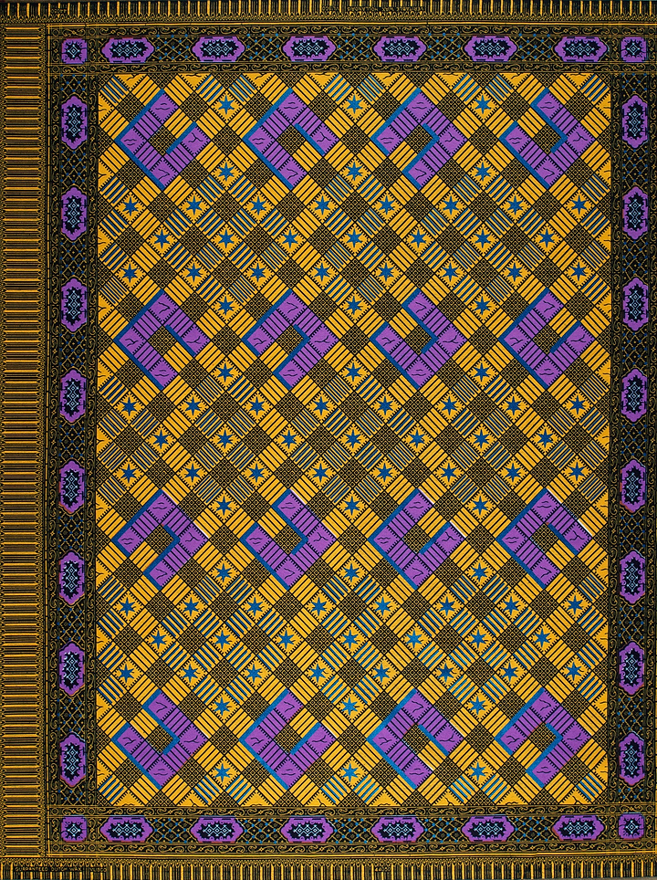 Vibrant geometric-patterned fabric bold yellow wax hollandais vl44050.387