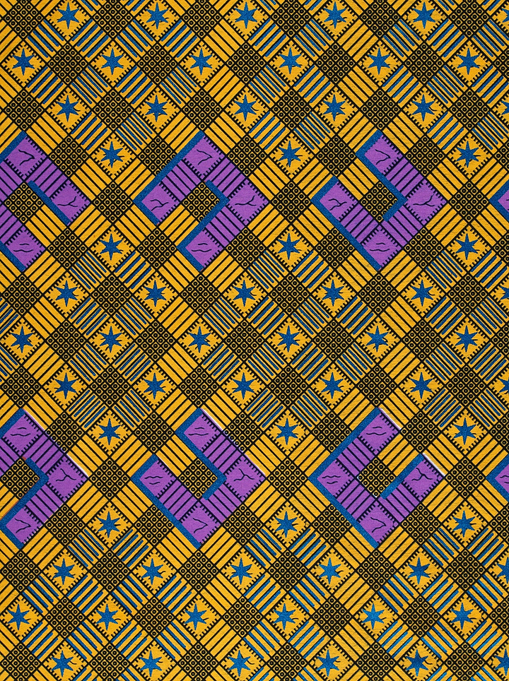 Vibrant yellow purple blue geometric-patterned wax hollandais vl44050.387