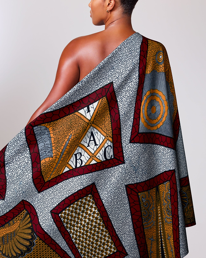 Vibrant one-shoulder african print wrap wax hollandais vl45750.174