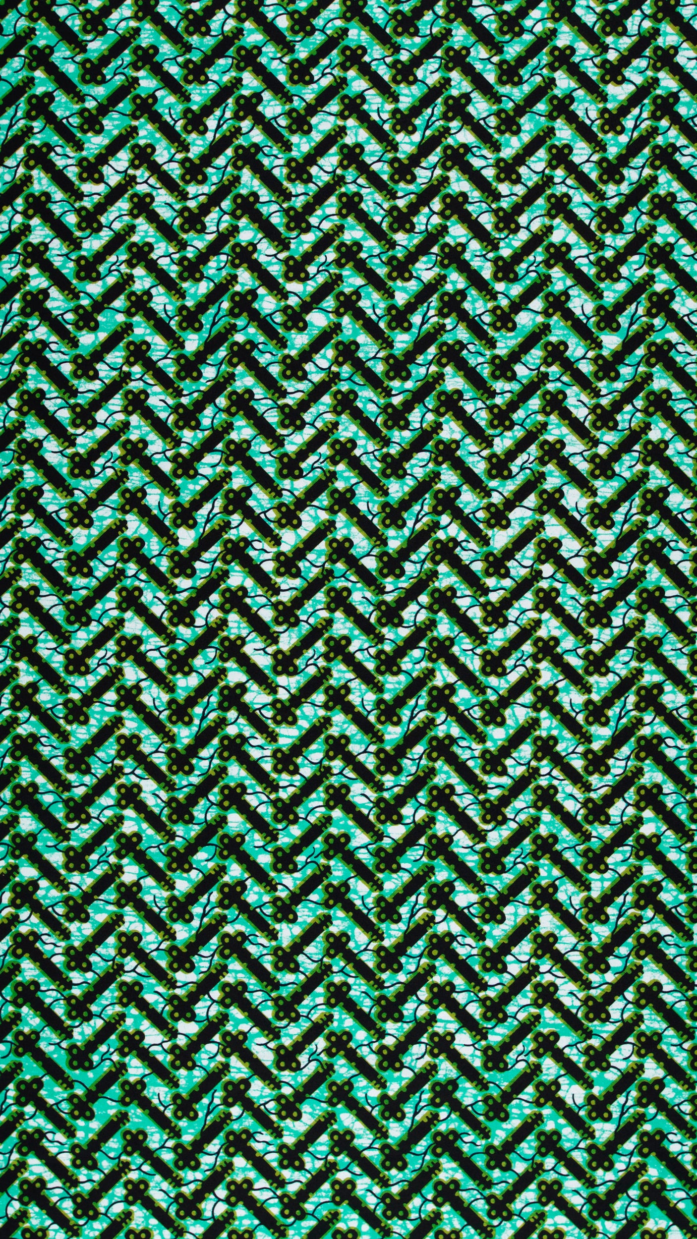 Teal black herringbone-patterned fabric subtle wax hollandais vl46700.045