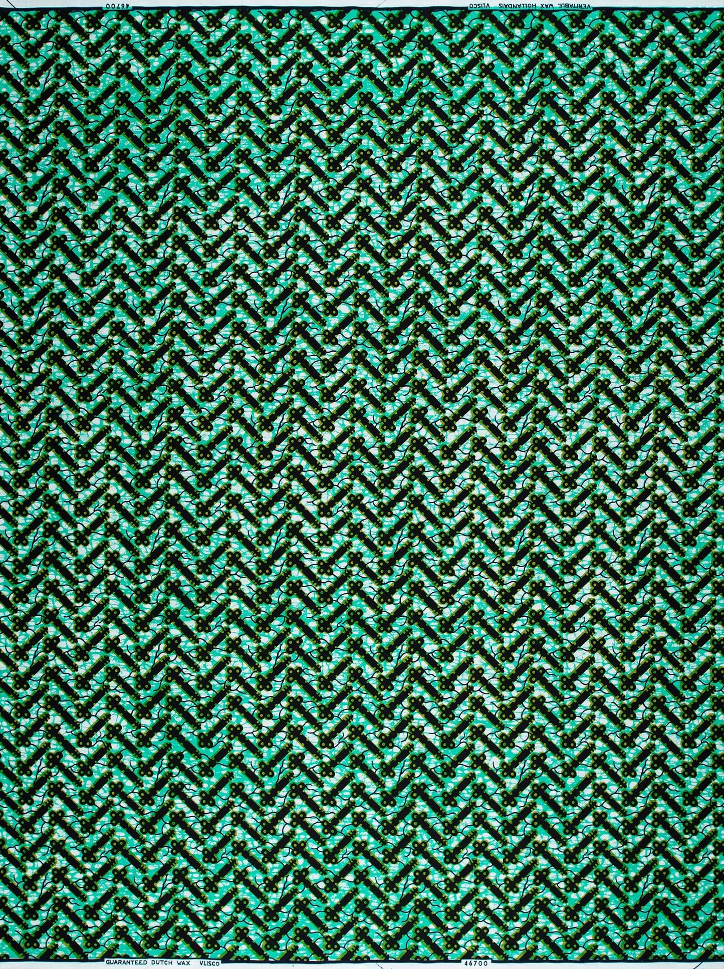 Teal black herringbone-patterned fabric subtle wax hollandais vl46700.045