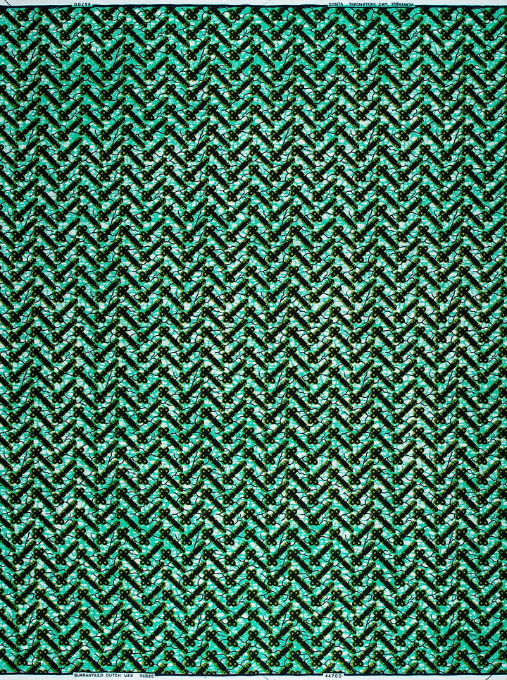 Teal black herringbone-patterned fabric subtle wax hollandais vl46700.045
