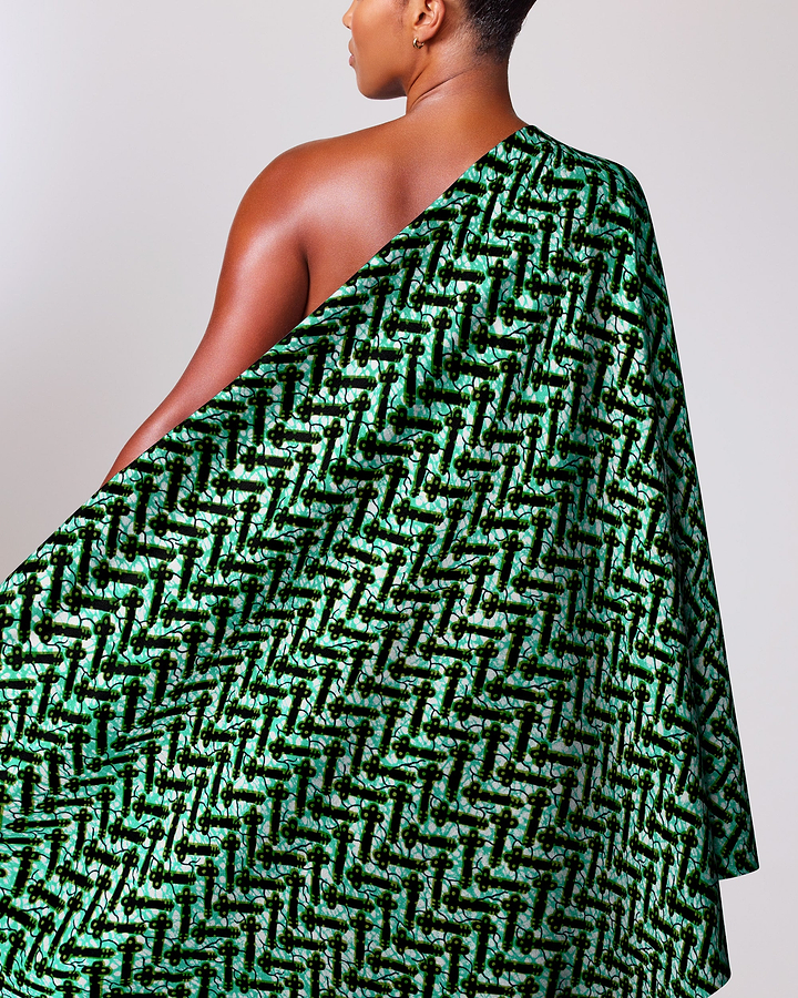 Vibrant green one-shoulder dress bold wax hollandais vl46700.045