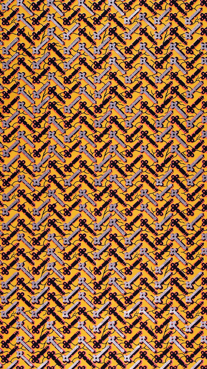 Vibrant yellow fabric pattern stylized wax hollandais vl46700.046