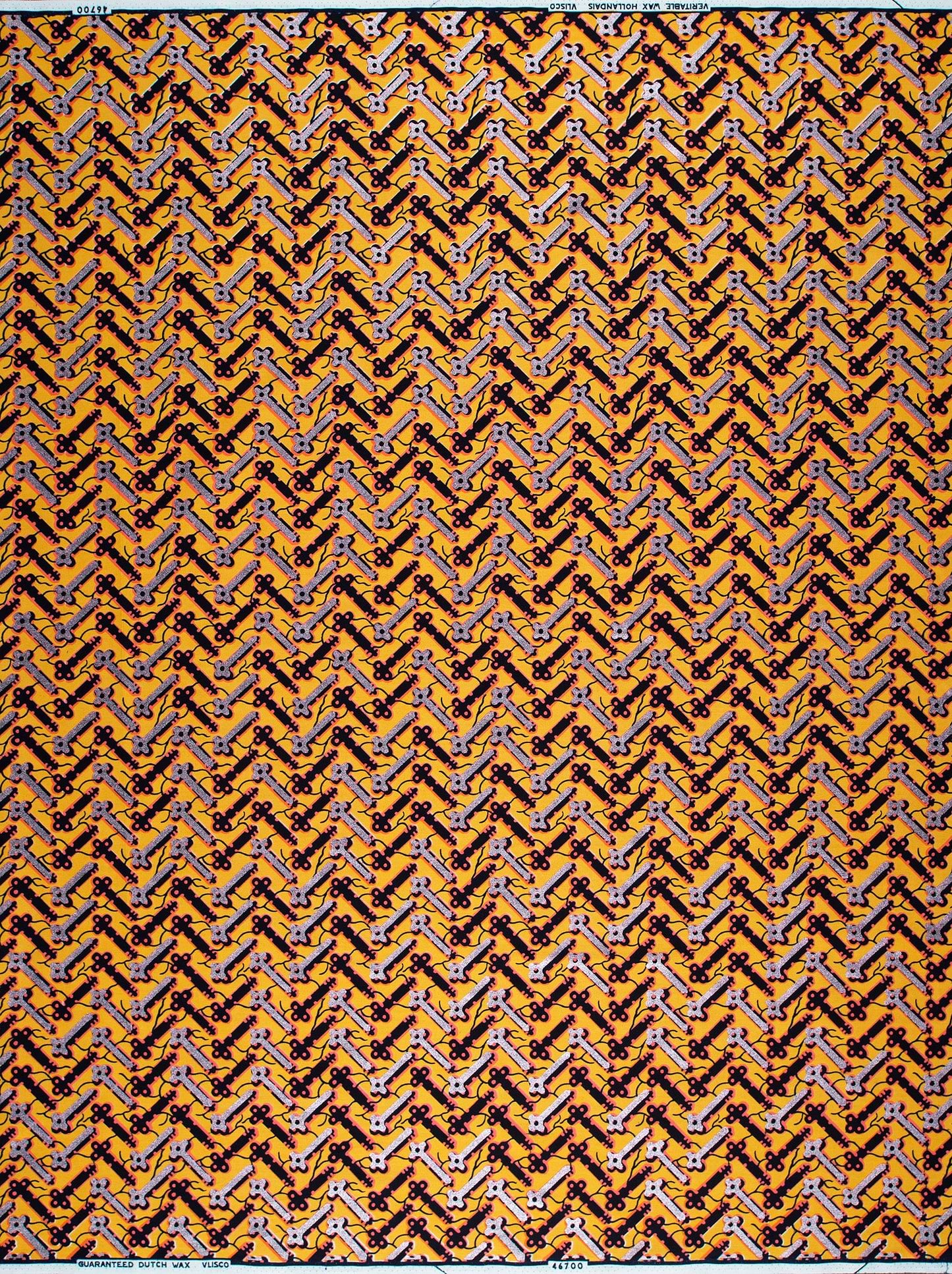 Vibrant orange fabric geometric pattern wax hollandais vl46700.046