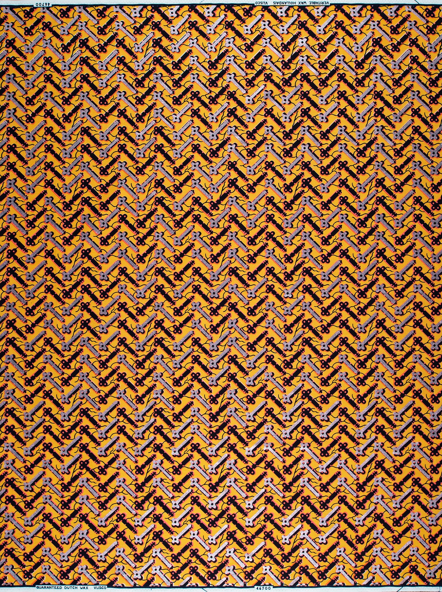 Vibrant orange fabric geometric pattern wax hollandais vl46700.046