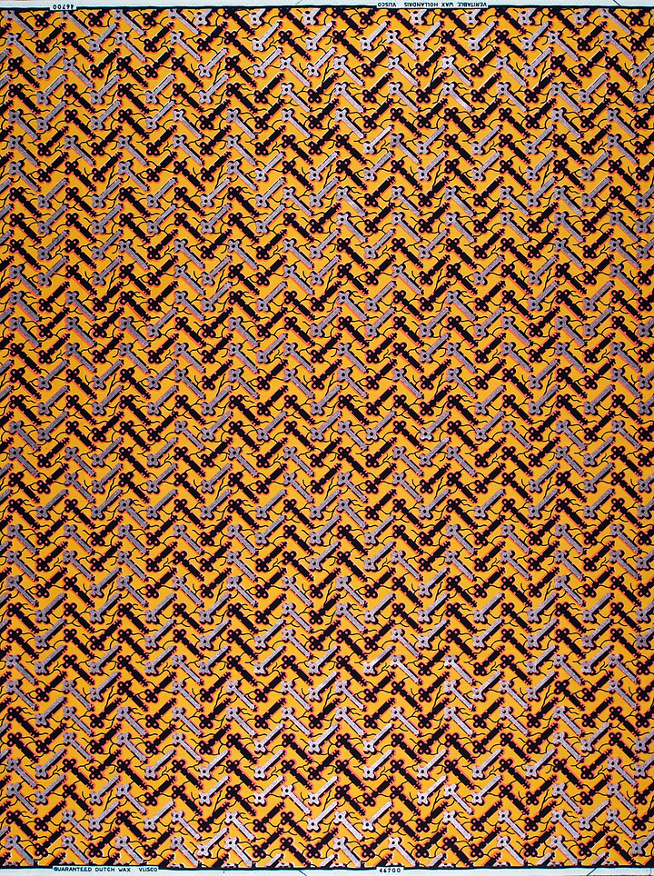 Vibrant orange fabric geometric pattern wax hollandais vl46700.046