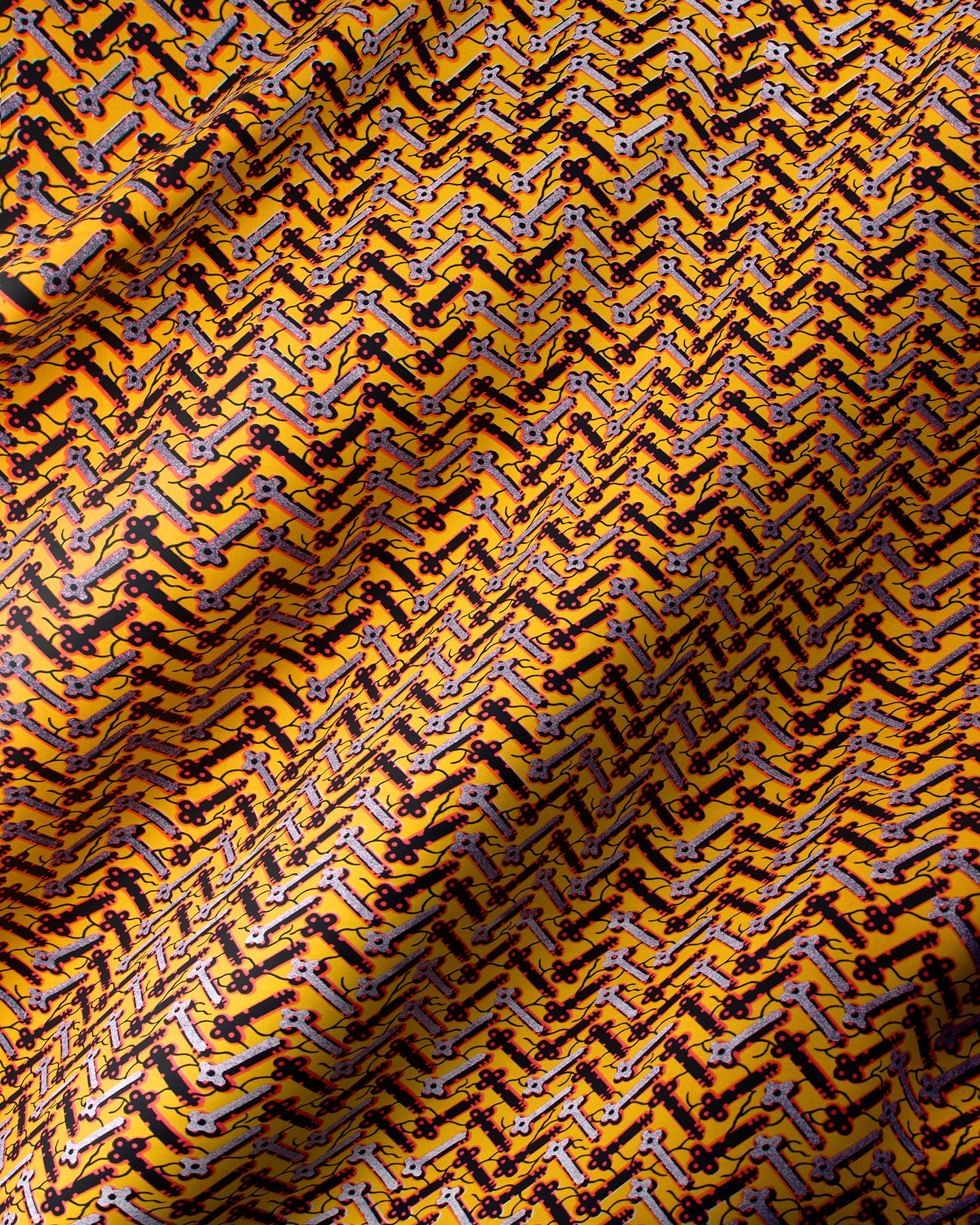 Vibrant yellow fabric pattern stylized wax hollandais vl46700.046