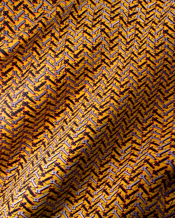 Vibrant yellow fabric pattern stylized wax hollandais vl46700.046