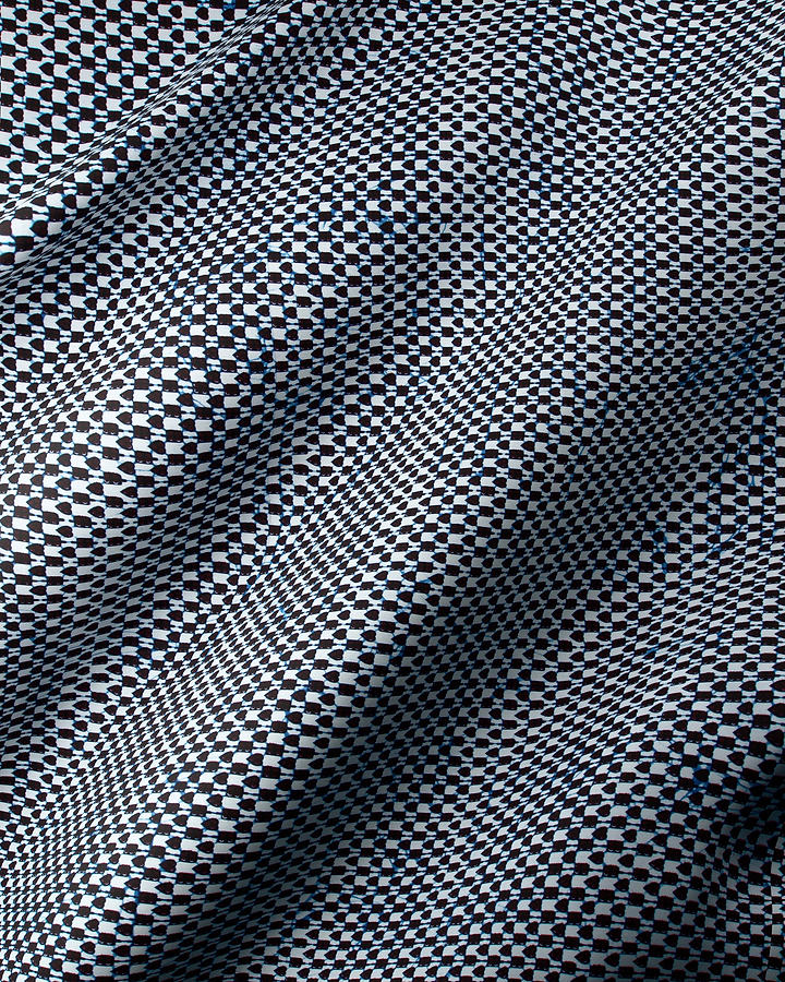 Black white checkered fabric subtle wax hollandais vl48350.030