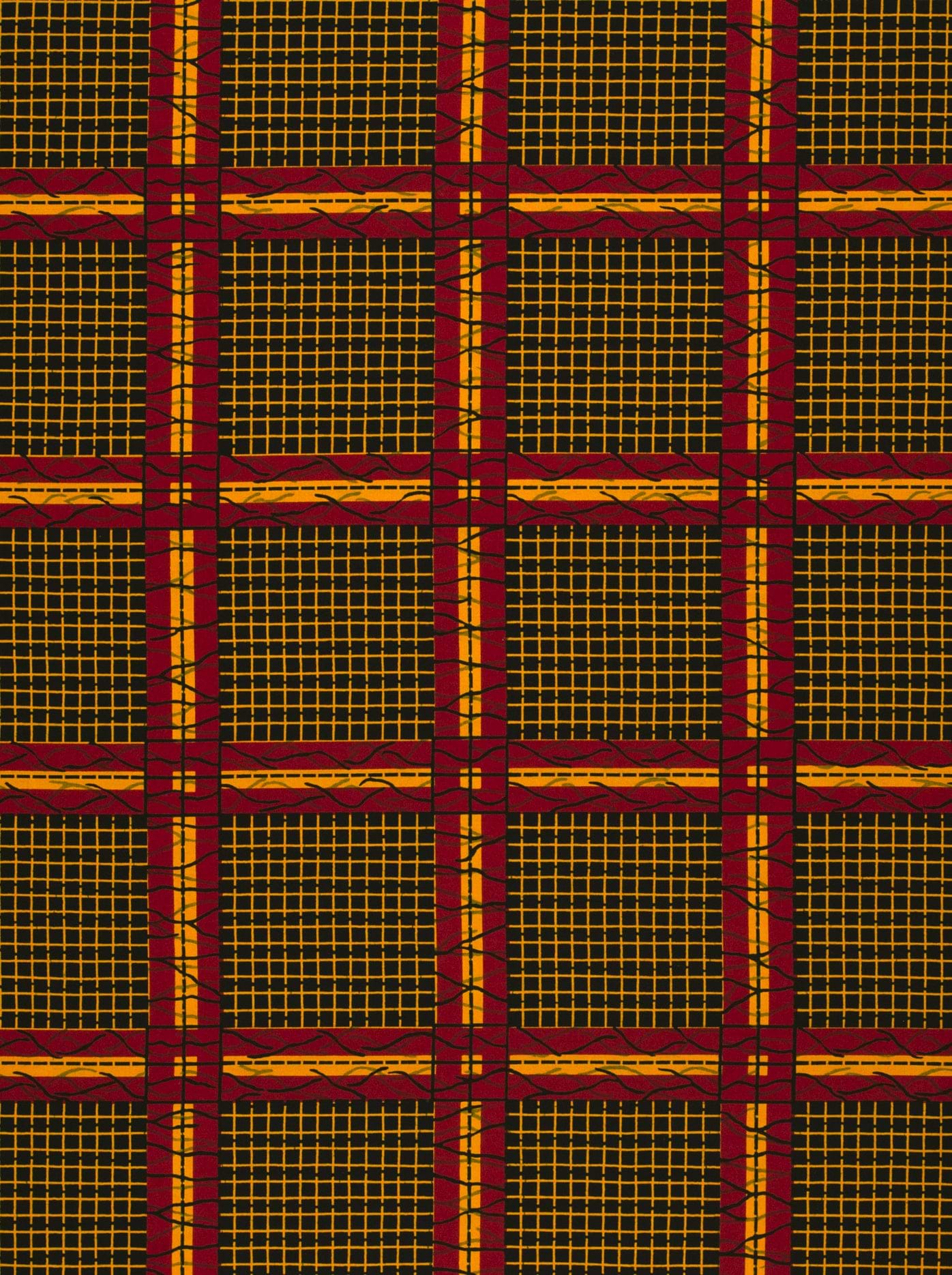 Red gold plaid fabric wax hollandais vl49150.057