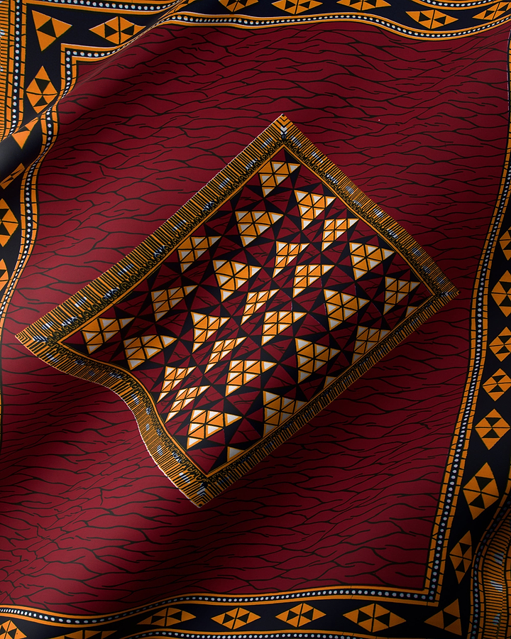 Rich maroon fabric intricate geometric wax hollandais vl49250.049
