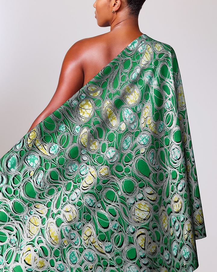 Vibrant green one-shoulder dress bold super-wax vl49271.018