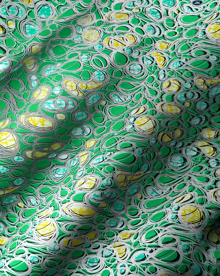 Vibrant green fabric lively pattern super-wax vl49271.018