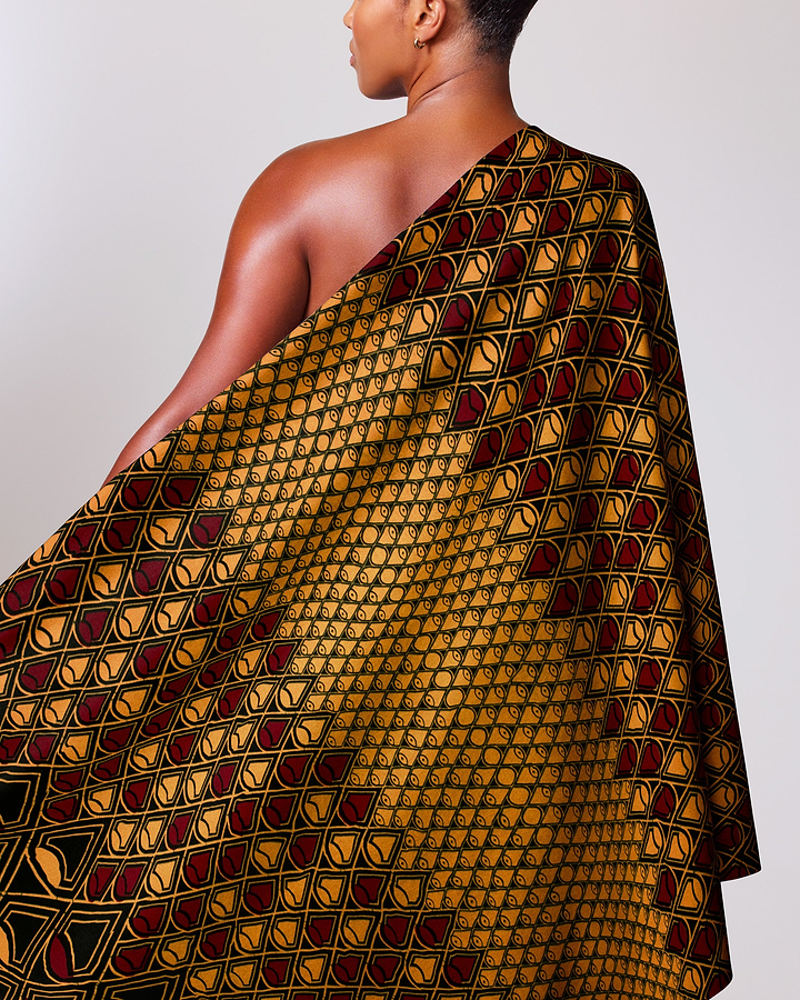 Vibrant one-shoulder wrap dress bold wax hollandais vl50100.055
