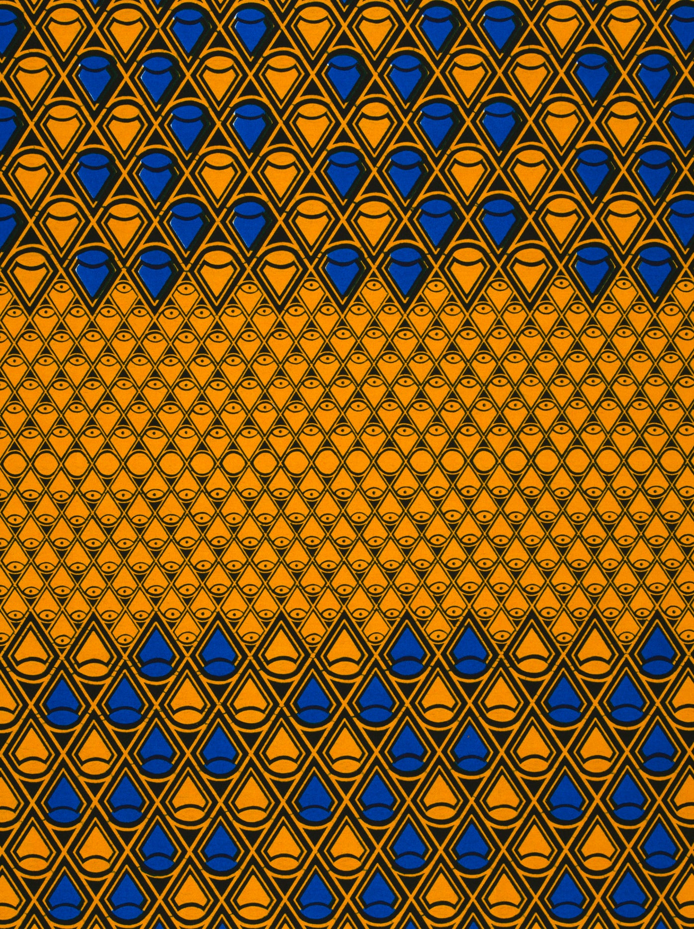Vibrant orange blue geometric-patterned fabric wax hollandais vl50100.056