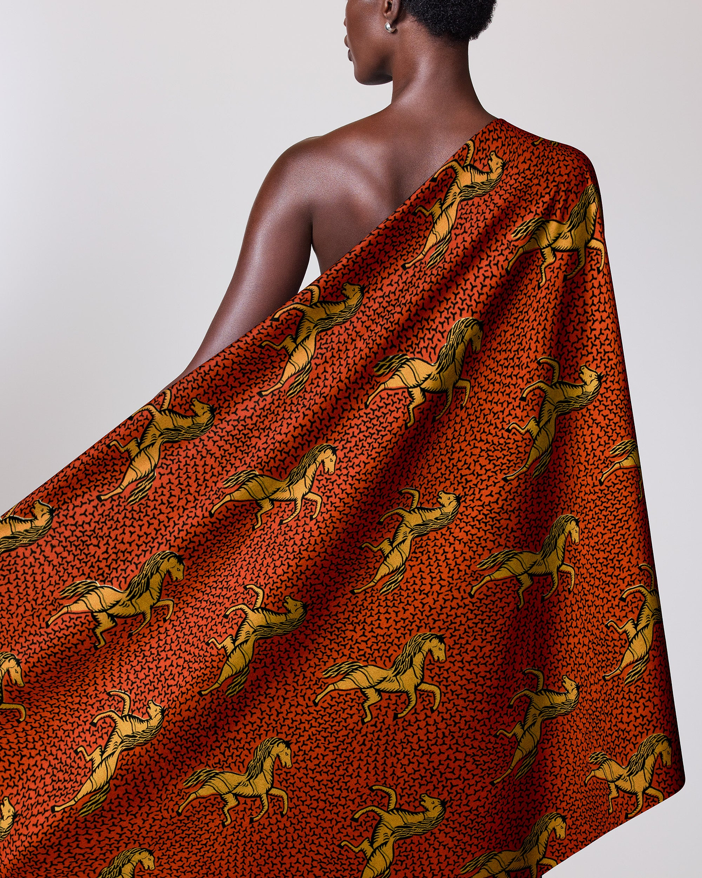Vibrant red fabric draped model’s wax hollandais vl53500.108