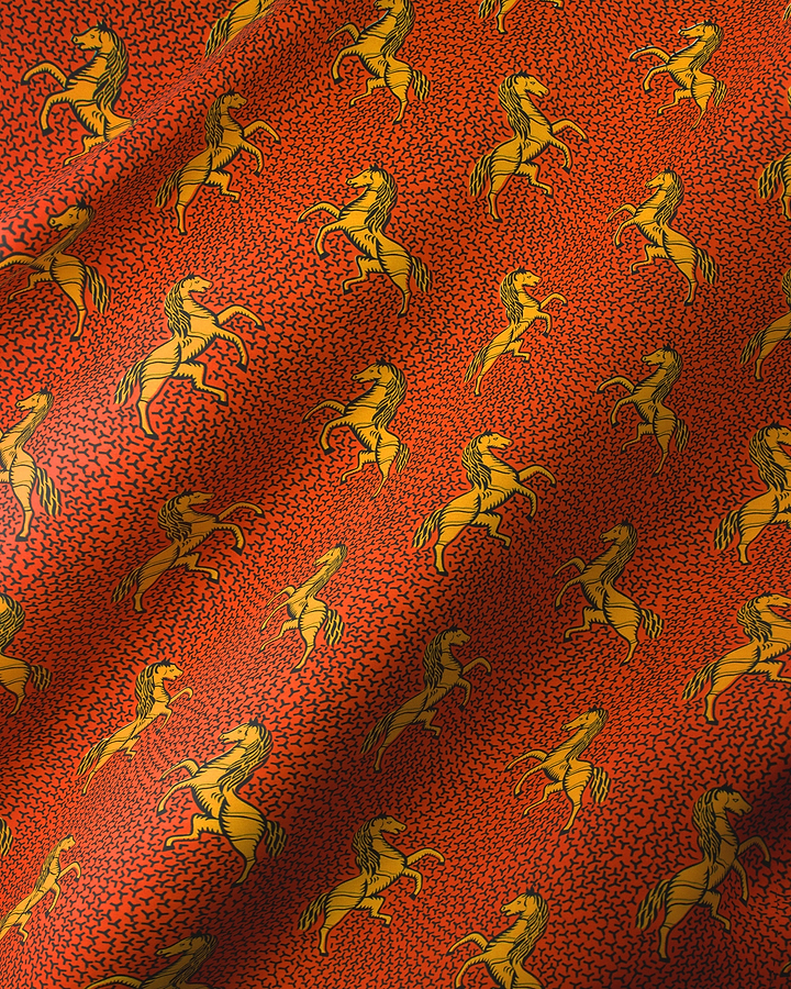 Vibrant red fabric pattern golden wax hollandais vl53500.108