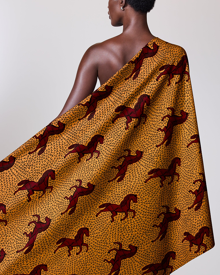 One-shoulder wrap dress vibrant gold wax hollandais vl53500.112