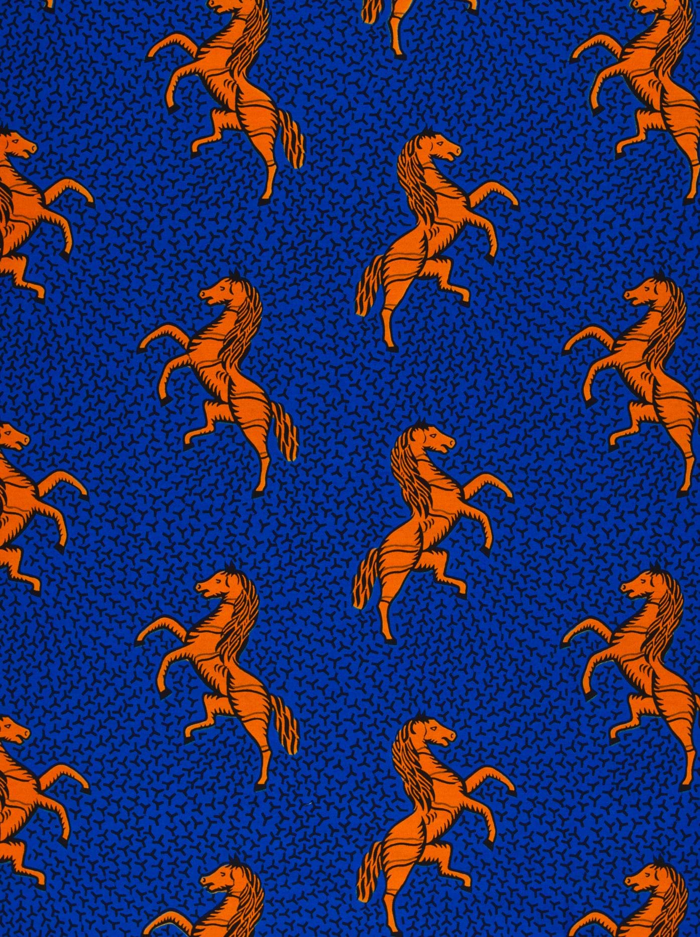 Vibrant orange horse pattern printed wax hollandais vl53500.131
