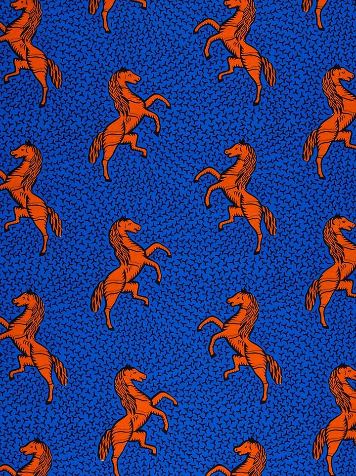 Vibrant orange horse pattern printed wax hollandais vl53500.151