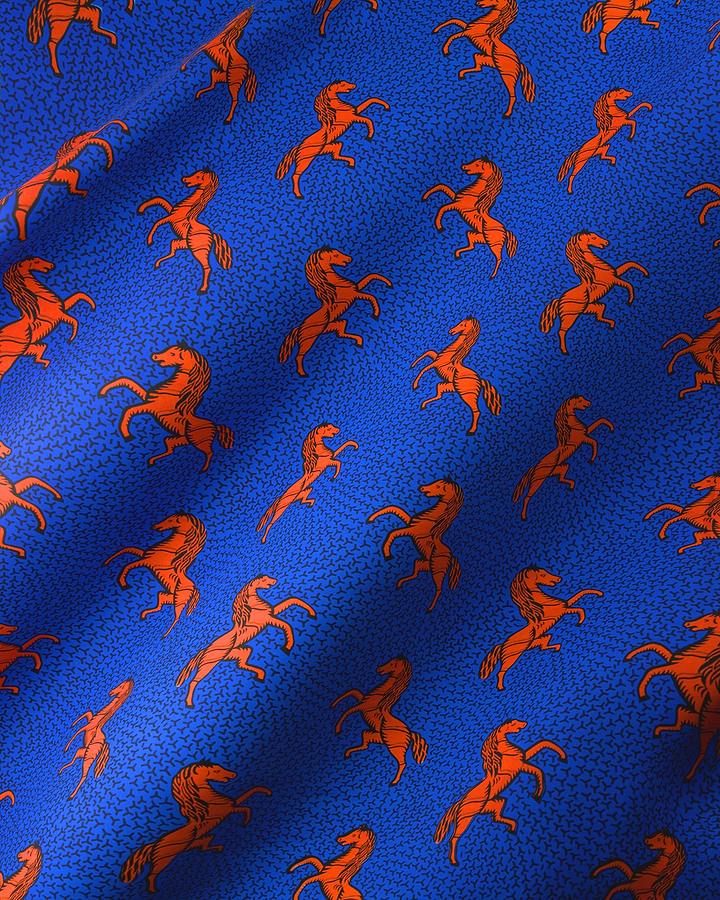 Vibrant blue fabric pattern orange wax hollandais vl53500.151