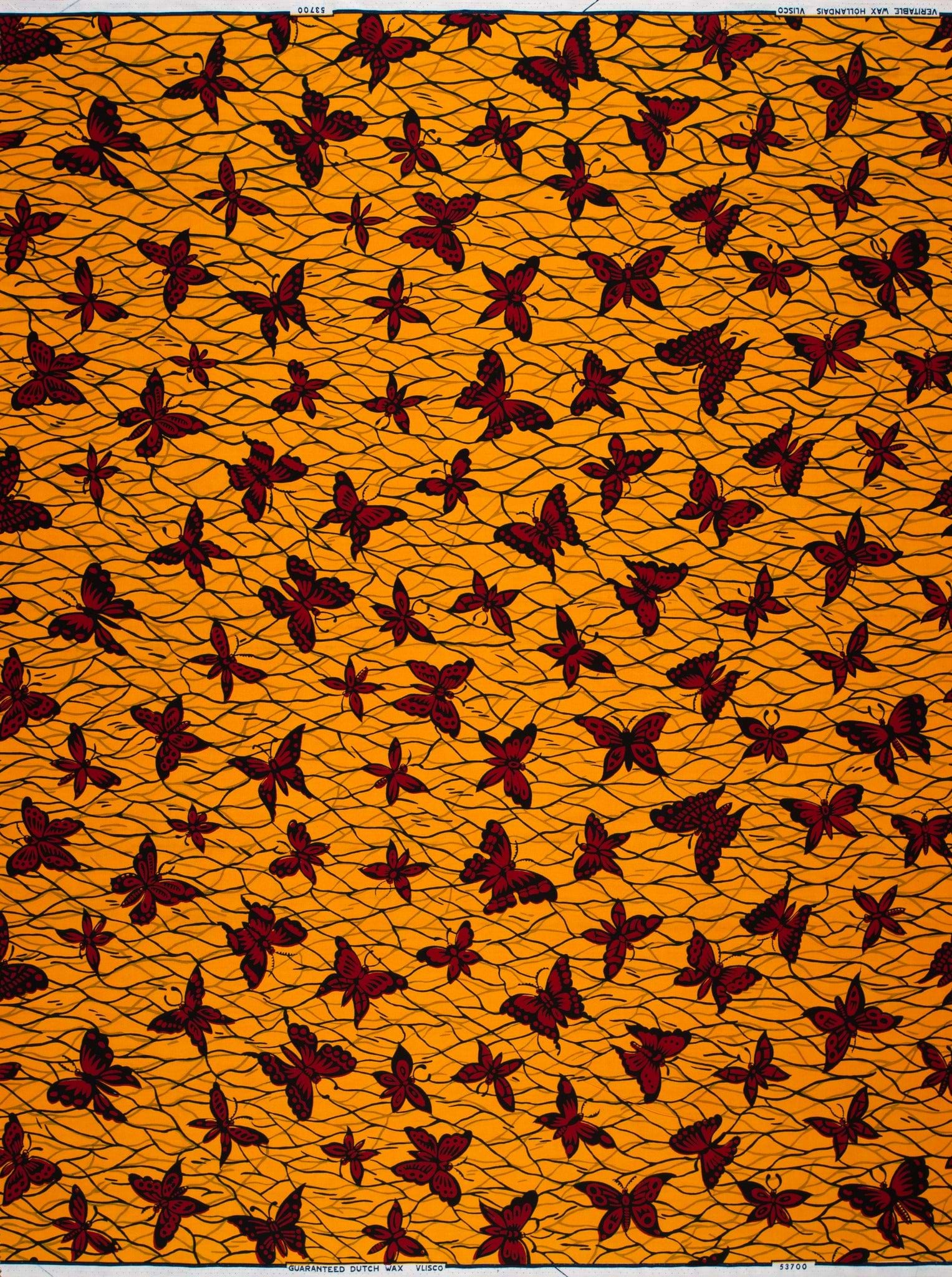 Vibrant orange fabric pattern dark wax hollandais vl53700.041