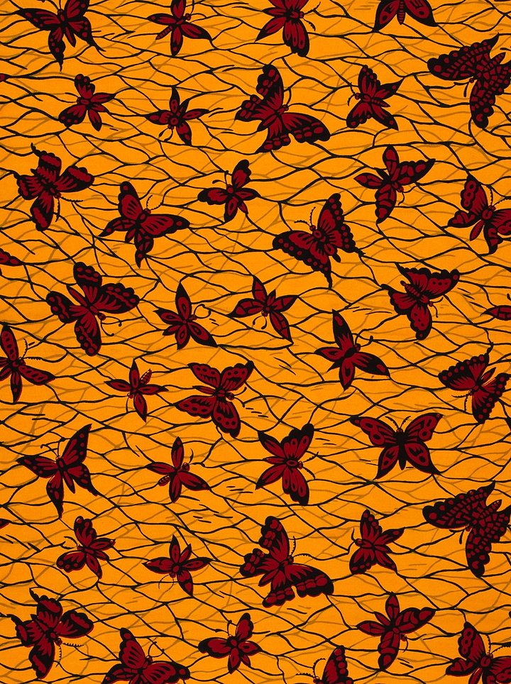 Vibrant orange fabric adorned pattern wax hollandais vl53700.041