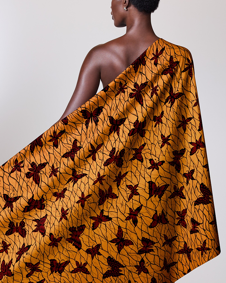 Vibrant orange fabric bold pattern wax hollandais vl53700.041